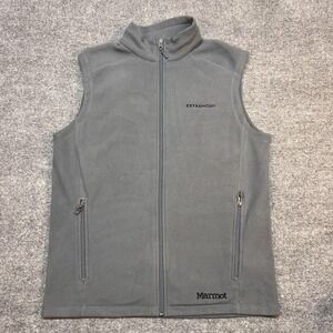 Marmot Vest Mens Medium Gray Fleece Full Zip ExtraHop Logo Outdoor Hiking